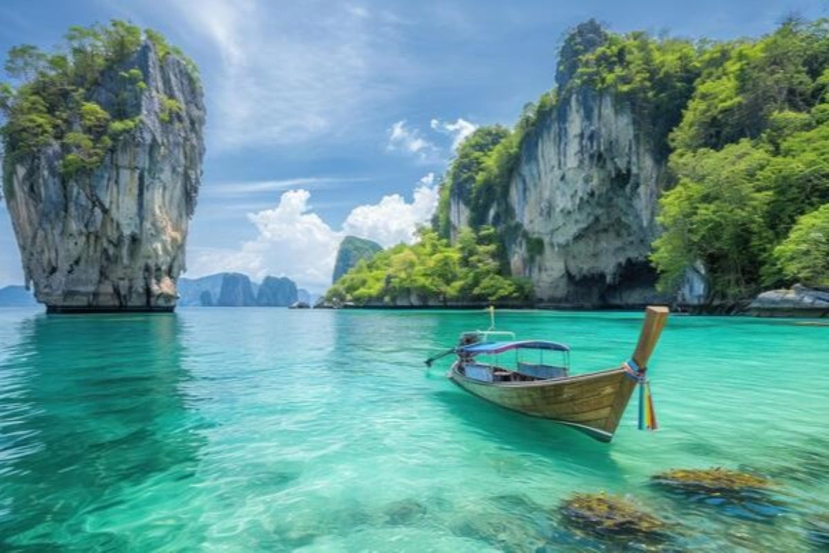 ai generated travelling to thailand advertisment background with copy space free photo