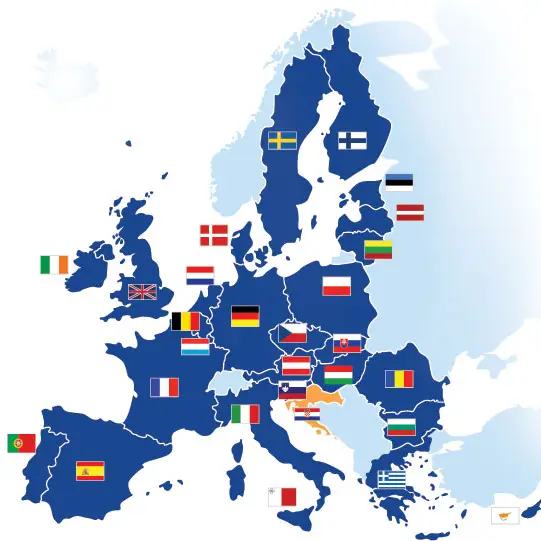 آشنایی با کشورهای حوزه شنگن + لیست 4 EU map 2